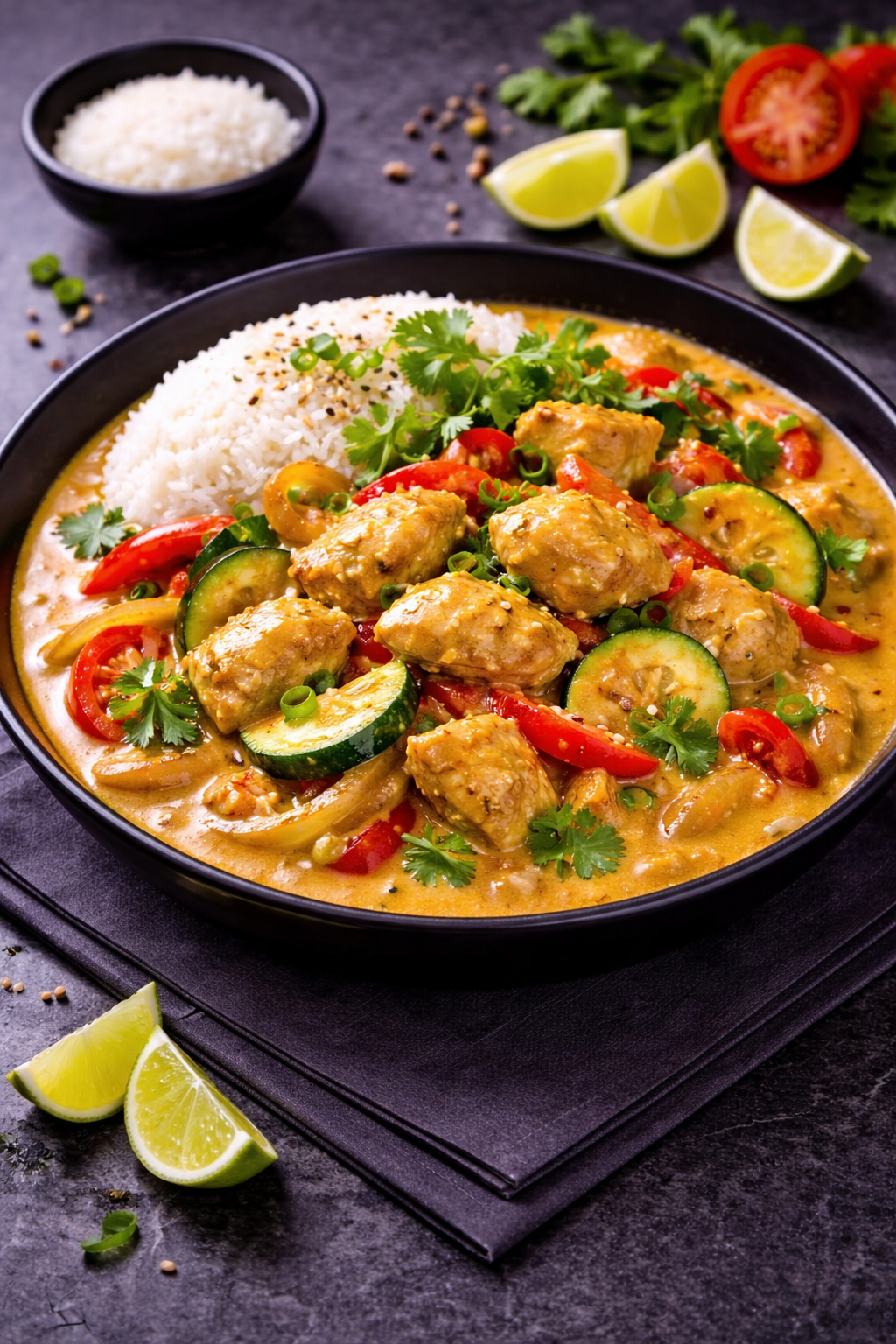 Curry poulet coco Thai & Co — curry thaïlandais au lait de coco avec poulet tendre et légumes, Combs-la-Ville